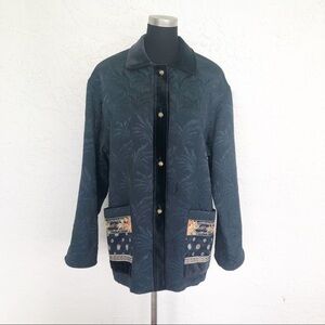 French Jacquard Jacket Tapestry Patch Pockets Button Front Textured Coat Womens